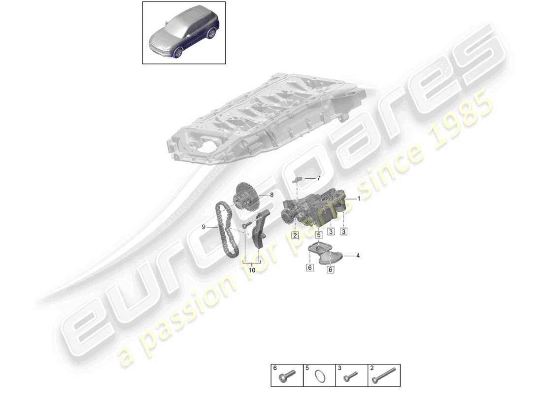 porsche 2023 (cayenne e3 9ya/9yb) oil pump part diagram