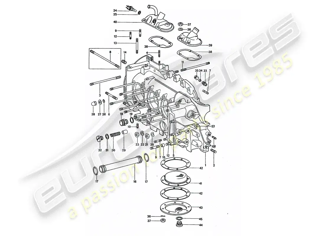 porsche 1977 (911 turbo) crankcase parts diagram