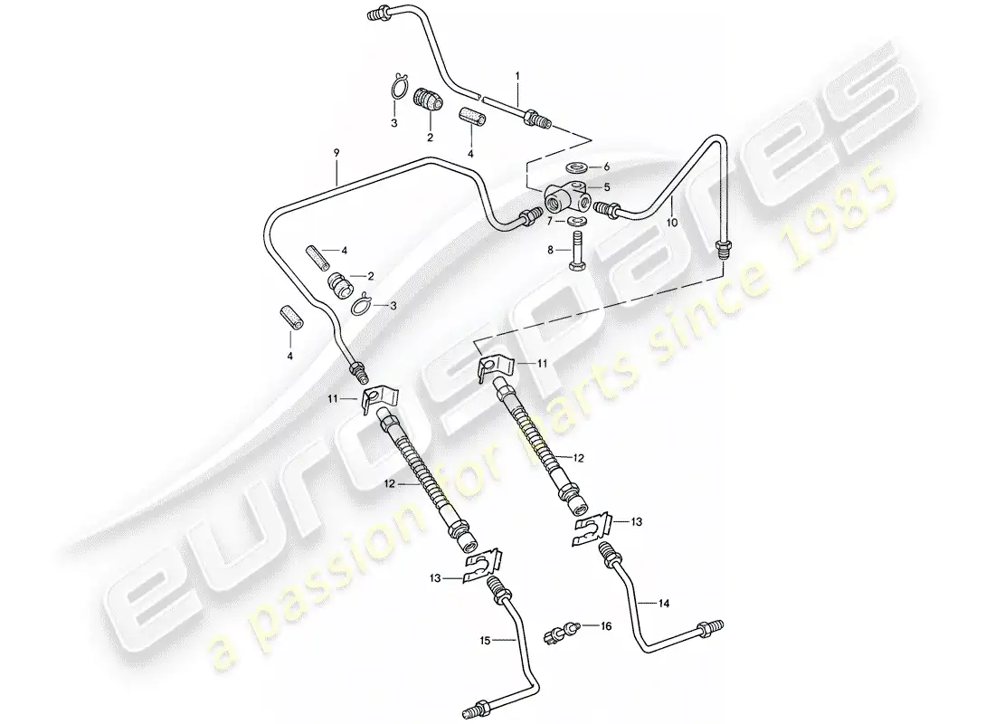porsche 1989 (911) brake line parts diagram