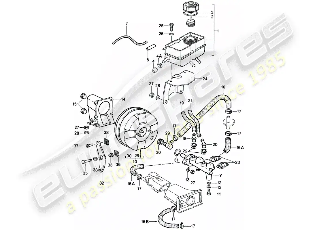 porsche 1989 (911) reservoir for - brake fluid - brake master cylinder parts diagram