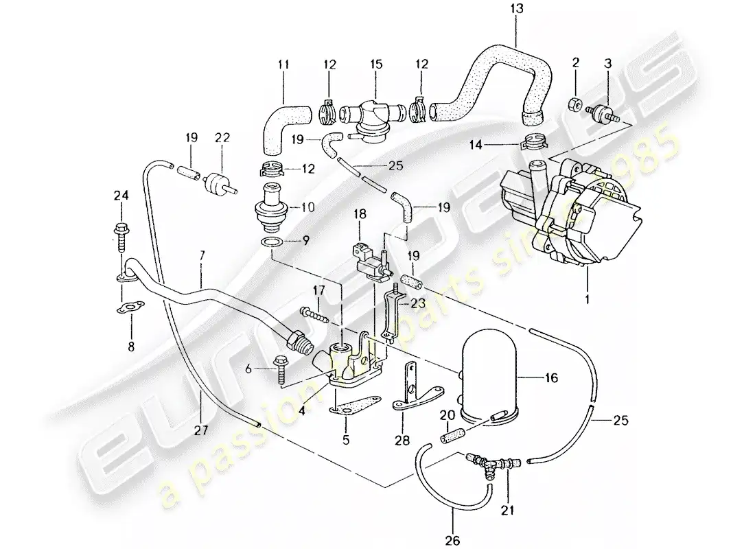 porsche 2000 (986 boxster) secondary air pump - d >> - mj 1999 parts diagram