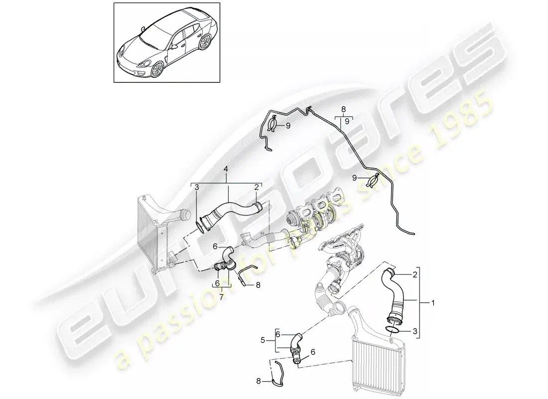porsche 2016 (panamera 970) pressure pipe parts diagram