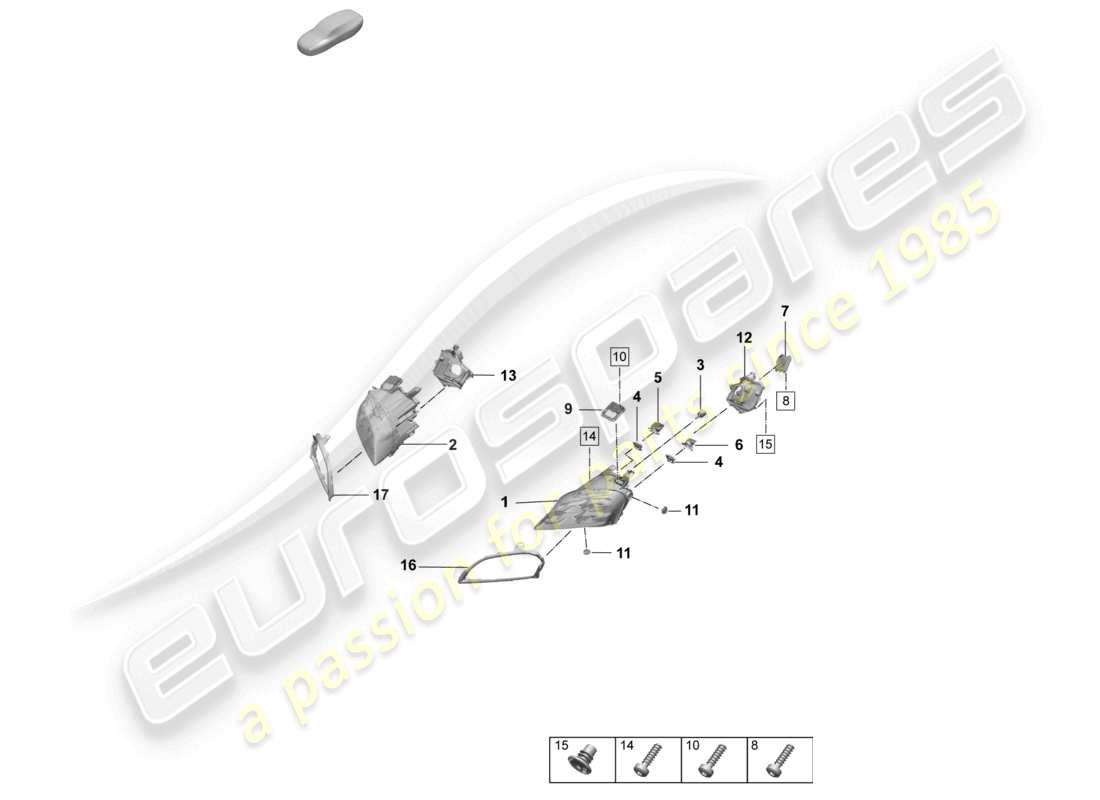 porsche 2025 (taycan 9j1-2) led headlight with matrix beam part diagram