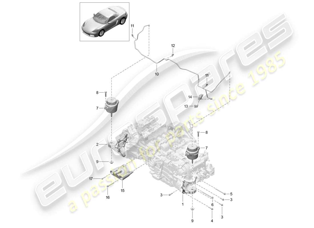 porsche 2026 (718 boxster) engine lifting tackle part diagram