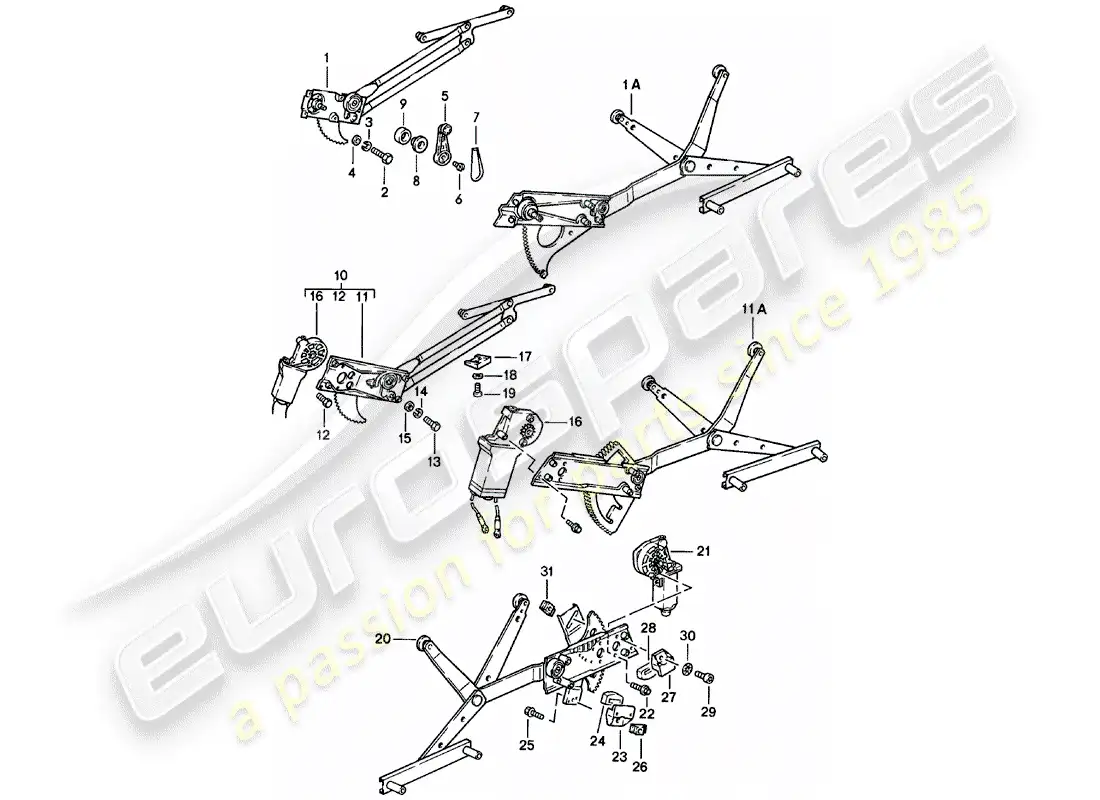 porsche 1979 (911) window regulator - mechanical - see tpi - group: - 8 nr.5/80 - see illustration: - also use: - pos.11 parts diagram