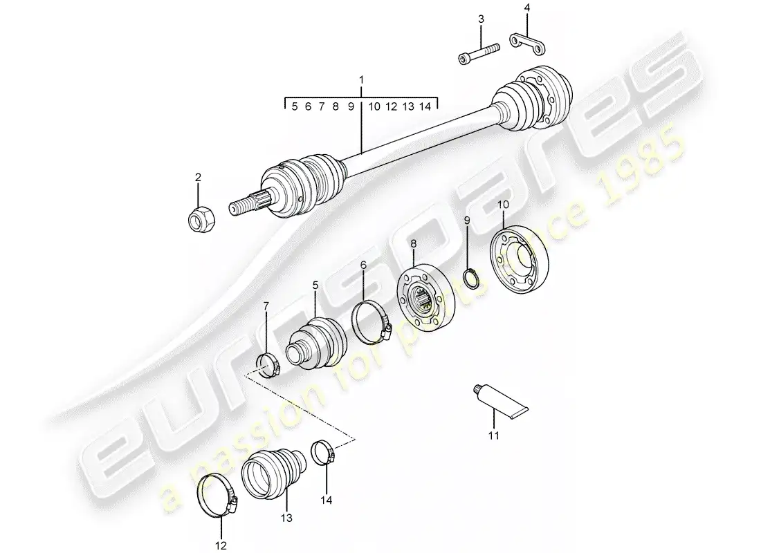 porsche 2004 (996) drive shaft parts diagram