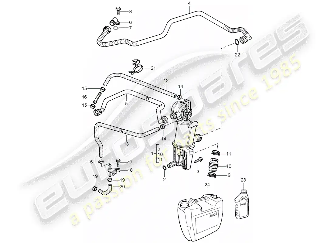 porsche 2003 (996) crankcase - oil separator parts diagram