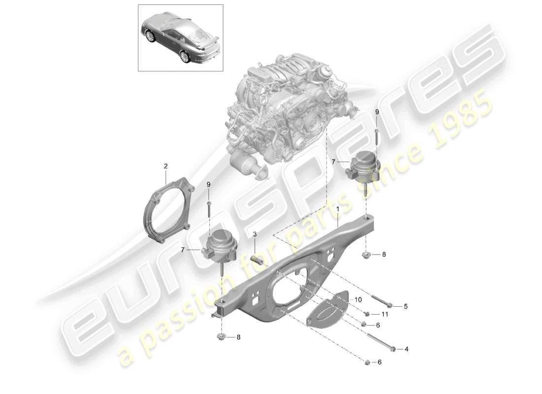 porsche 2021 (991-2 r/gt3/rs) engine lifting tackle part diagram