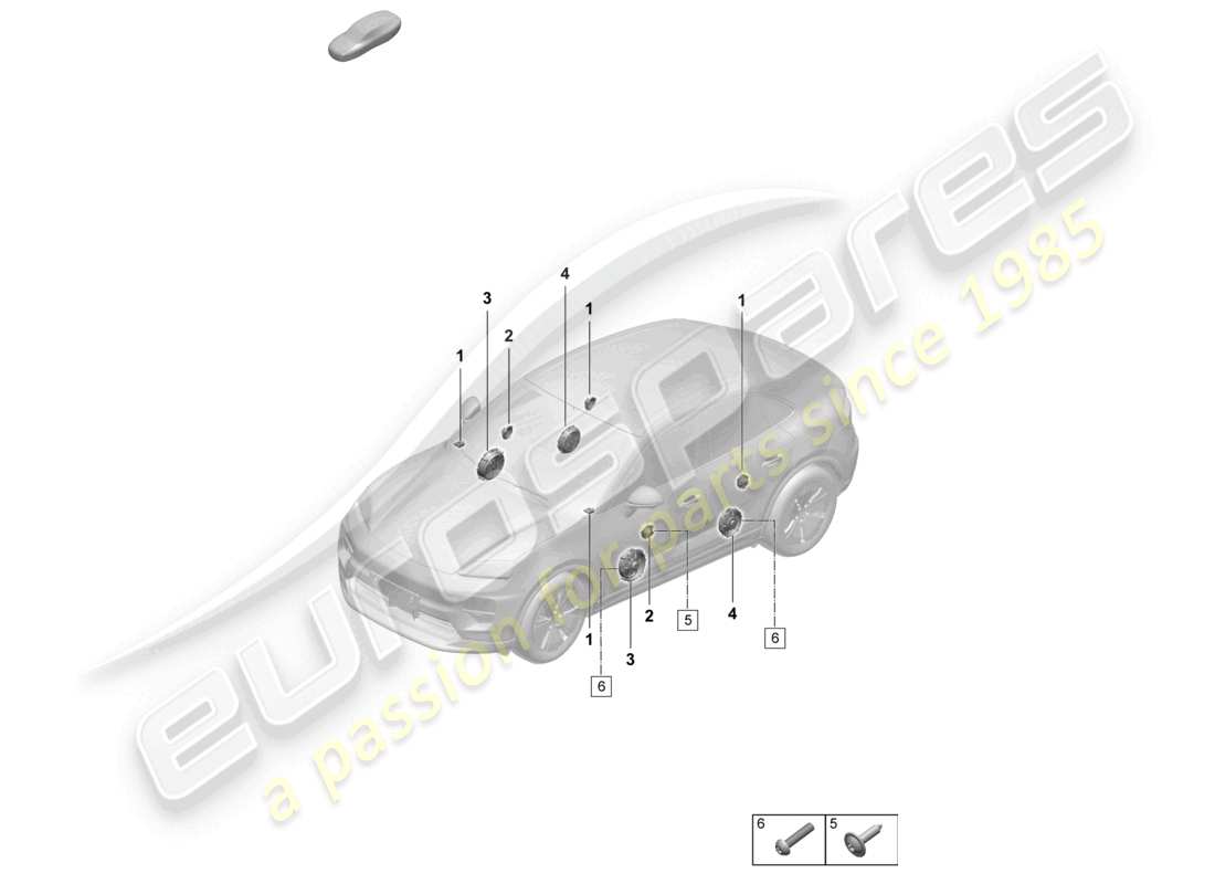 porsche 2025 (macan-e) loudspeaker basic parts diagram
