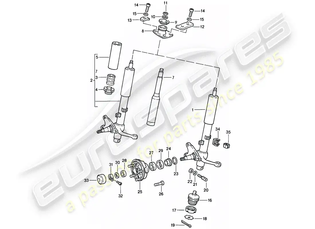 porsche 1989 (911) shock absorber strut - lubricants parts diagram