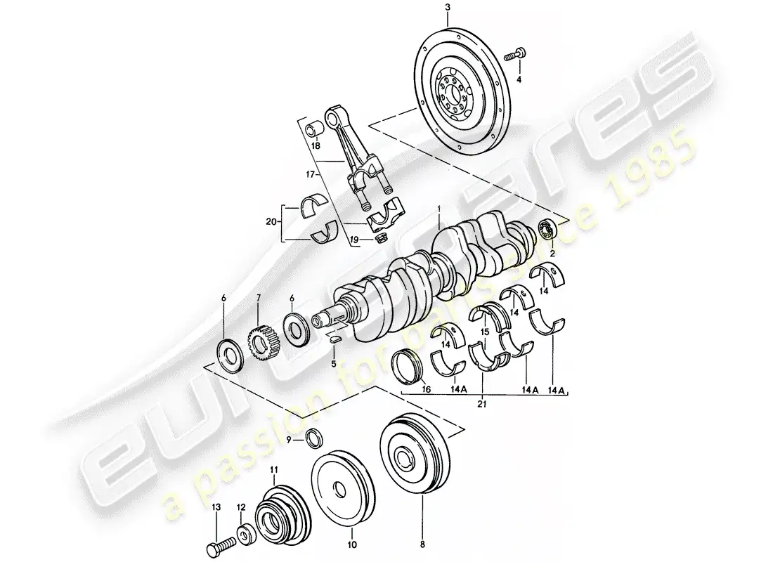 porsche 1979 (928) crankshaft - connecting rod parts diagram