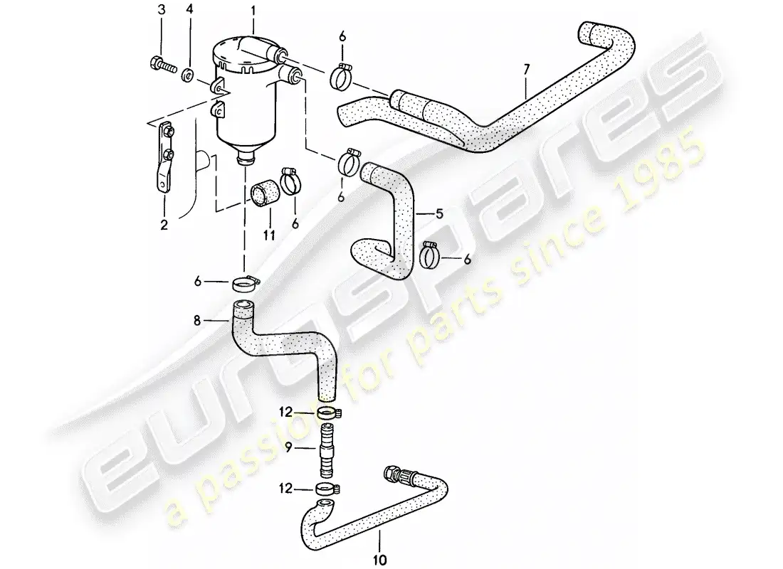 porsche 1988 (911) oil separator parts diagram
