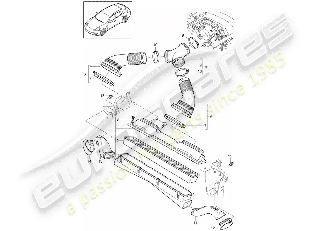 porsche 2010 (panamera 970) air cleaner system parts diagram