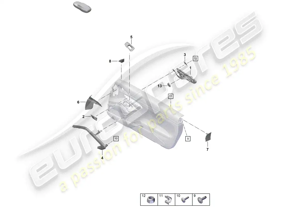porsche 2019 (718 boxster spyder) door panel parts diagram