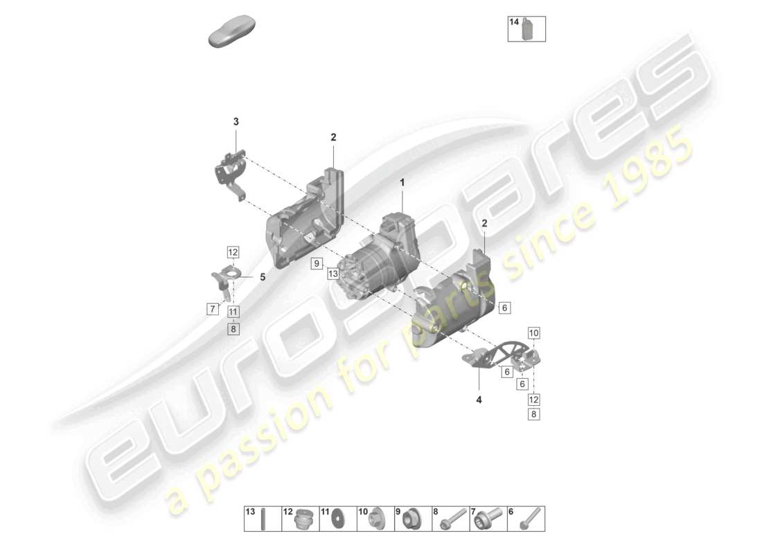 porsche 2021 (taycan 9j1-1) air conditioning a/c compressor with individual parts part diagram