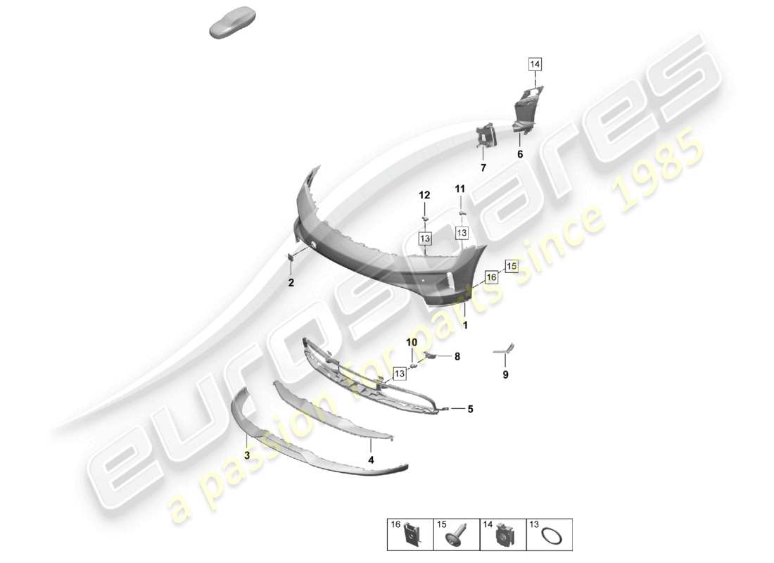 porsche 2025 (taycan 9j1-2) bumper front taycan cross turismo part diagram