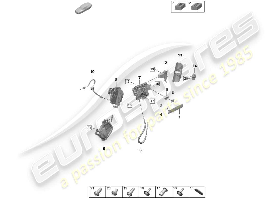 porsche 2025 (taycan 9j1-2) door handle, exterior front door lock accessories part diagram