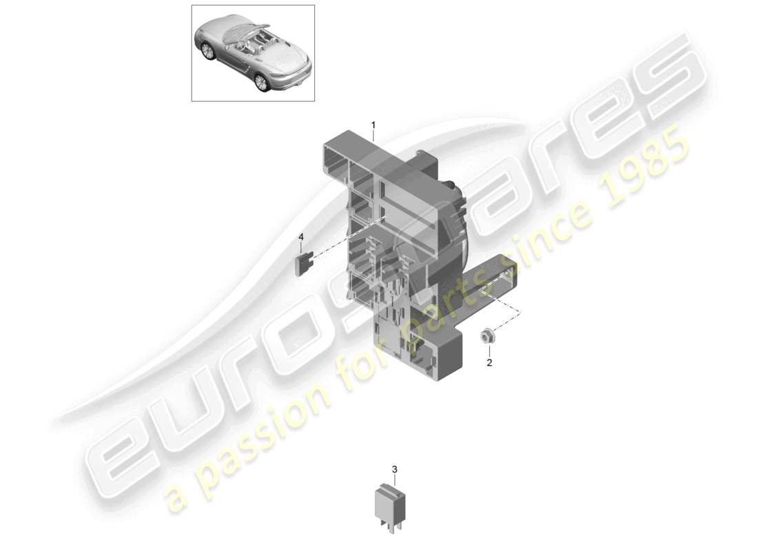 porsche 2022 (718 boxster) central electrics rear luggage compartment part diagram