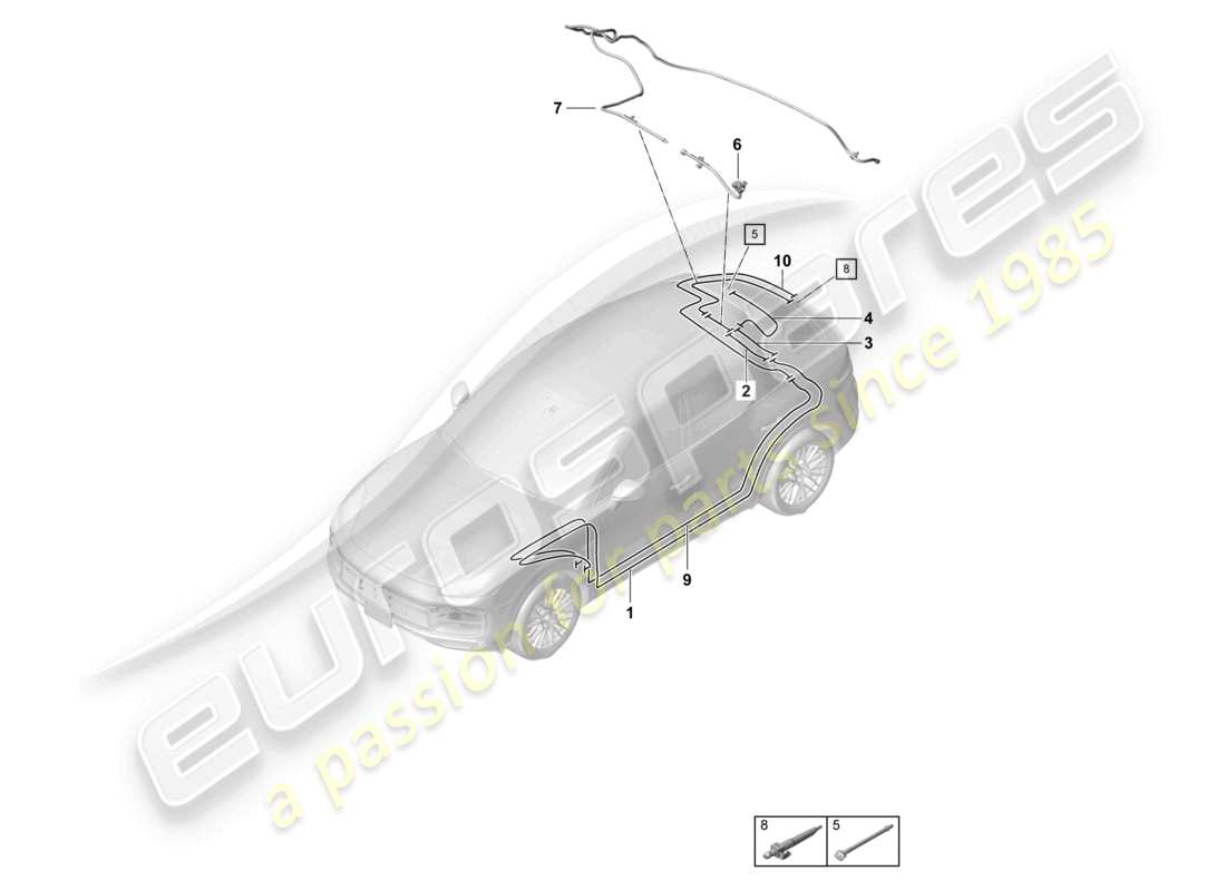porsche 2024 (cayenne e3 9ya/9yb) hose rear rear window wiper reversing camera part diagram