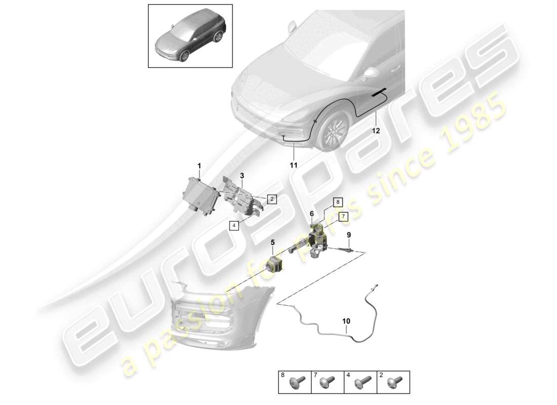 porsche 2024 (cayenne e3 9ya/9yb) individual parts for vehicles with night vision system part diagram