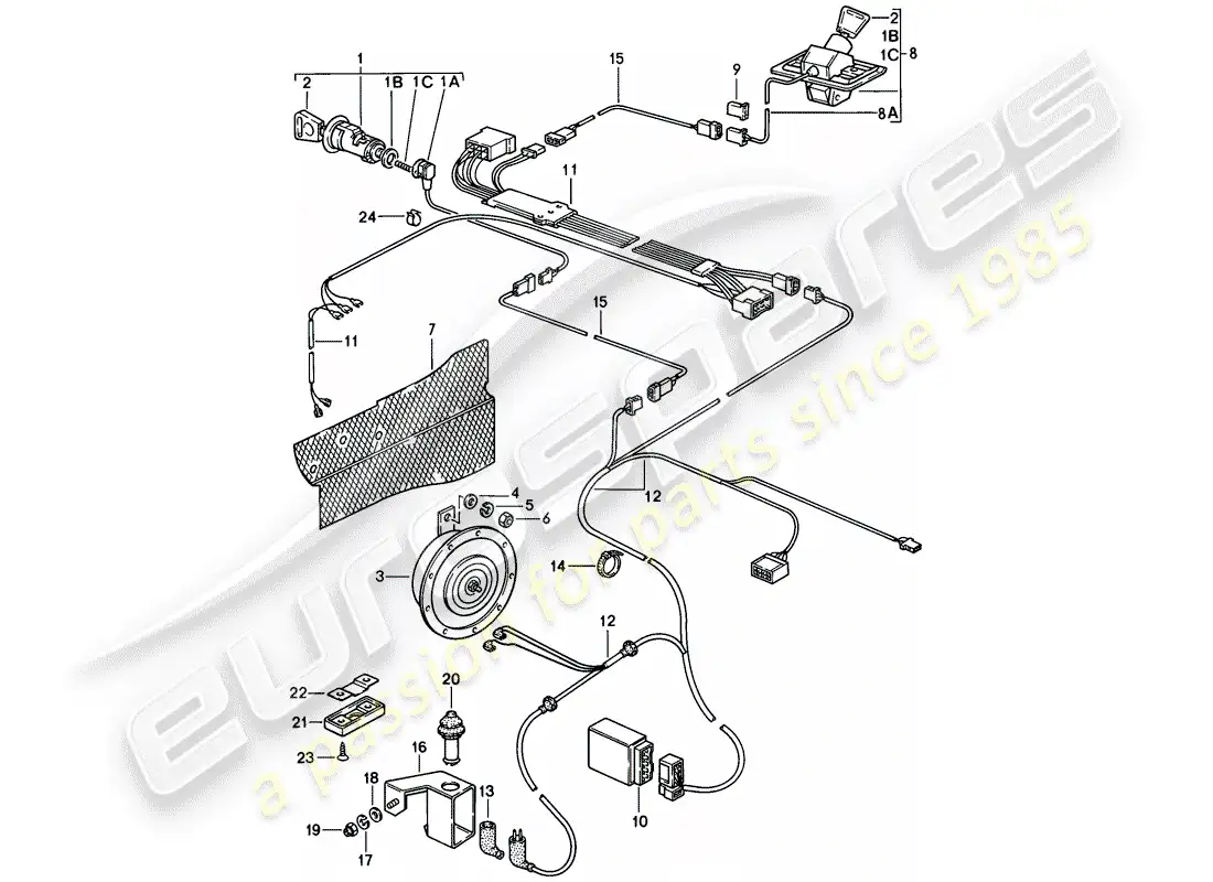 porsche 1980 (928) alarm system parts diagram