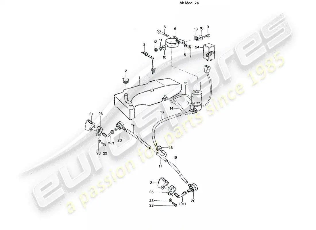 porsche 1974 (914) headlight washer system - d - mj 1974>> part diagram