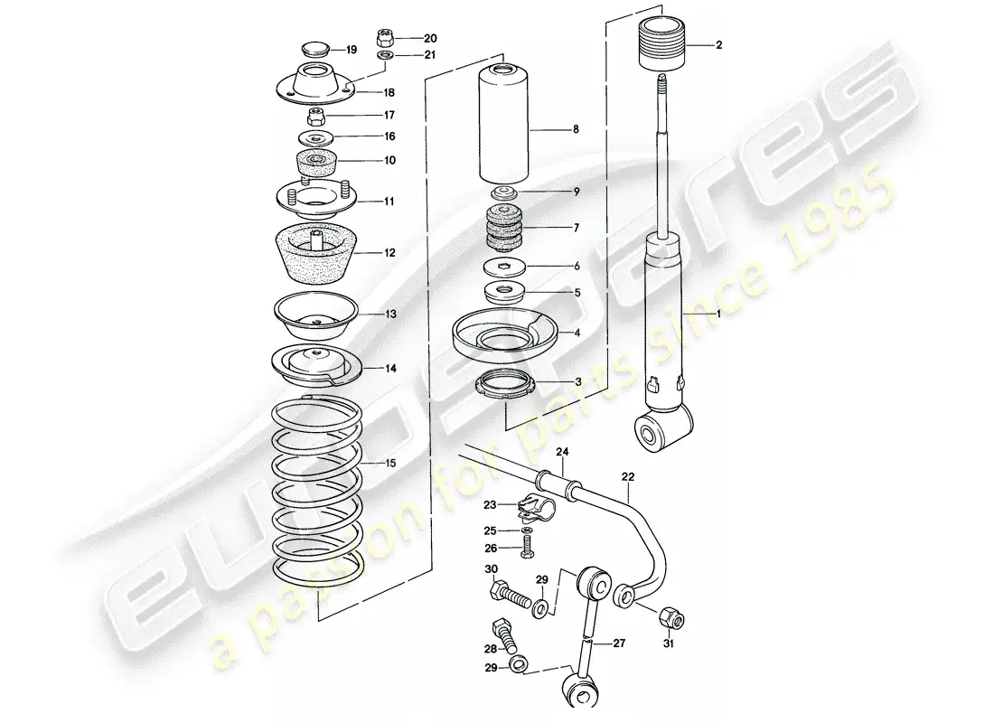 porsche 1980 (928) suspension - stabilizer parts diagram