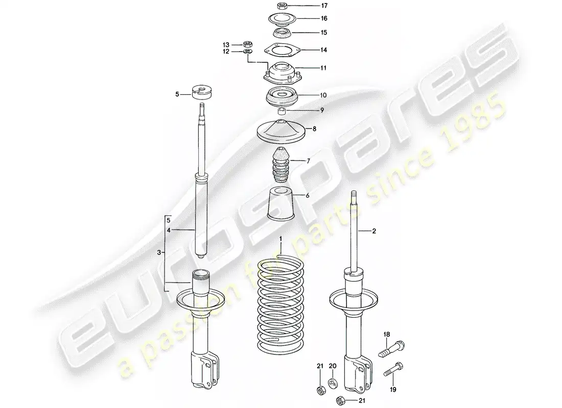 porsche 1986 (944) suspension - shock absorber parts diagram