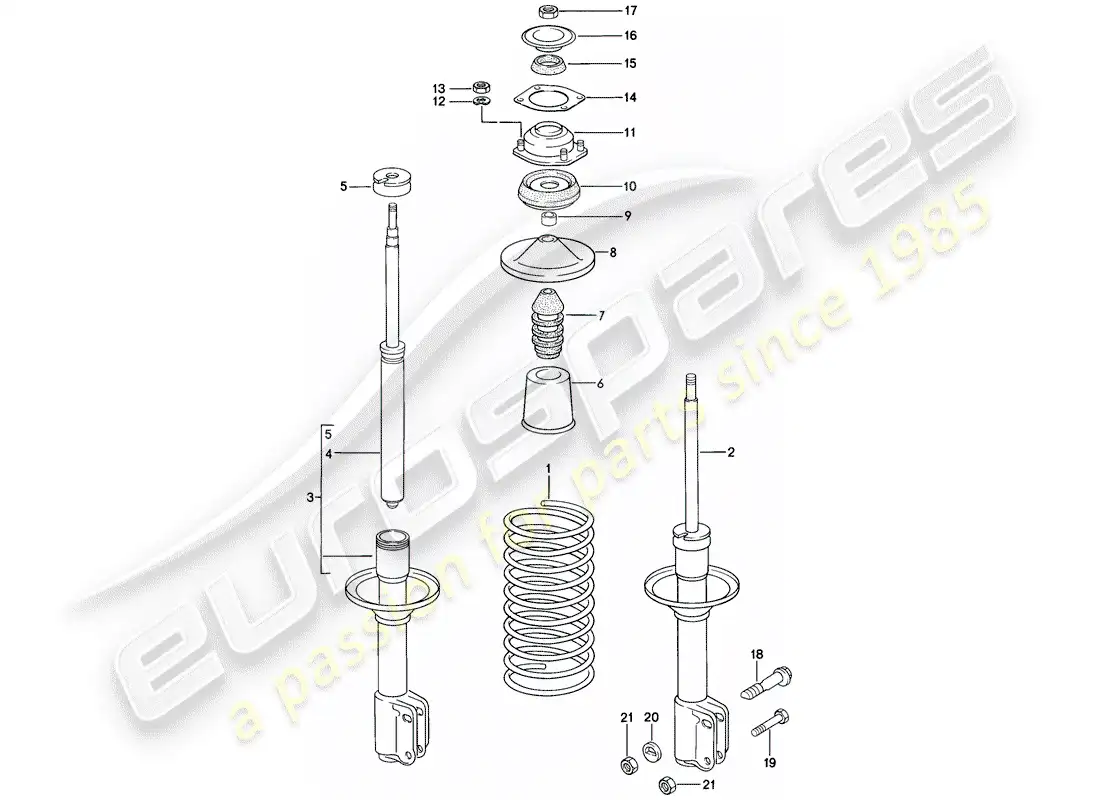 porsche 1976 (924) suspension - shock absorber parts diagram