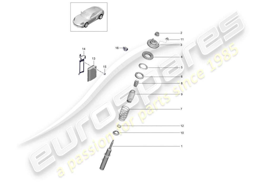porsche 2022 (718 cayman) suspension shock absorbers part diagram