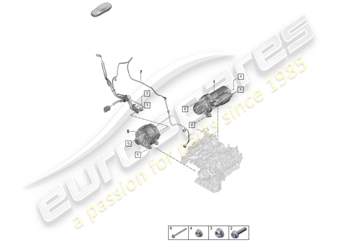 porsche 2024 (panamera 976) starter alternator part diagram
