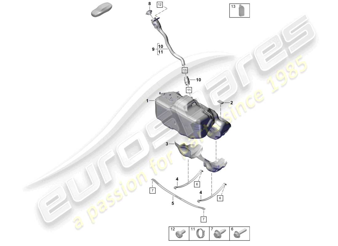 porsche 2026 (992-2 turbo / s) fuel tank additive part diagram
