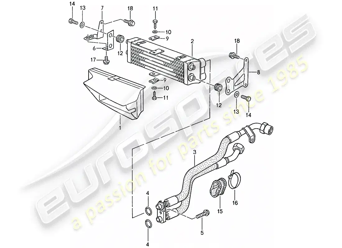 porsche 1990 (944) oil cooling parts diagram