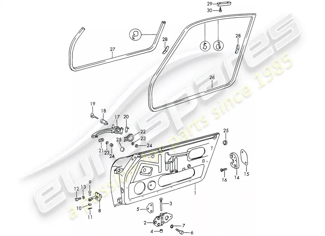 porsche 1968 (911/912) doors parts diagram