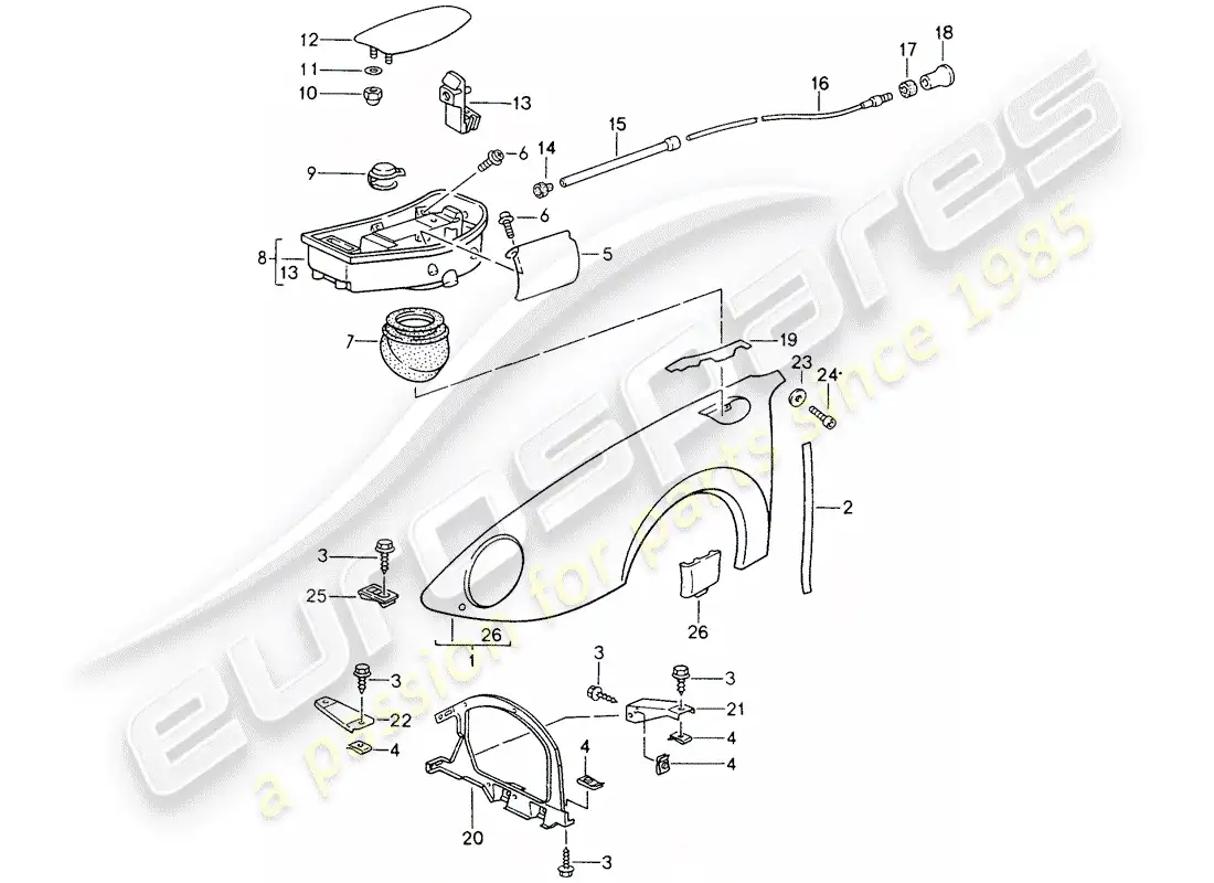 porsche 1994 (993) fender parts diagram