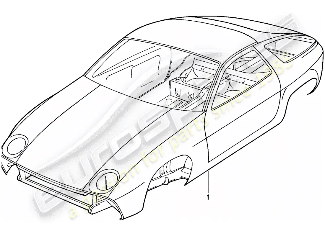 porsche 1986 (928) car body - primed - sealed - underbody protection - sprayed with filler parts diagram