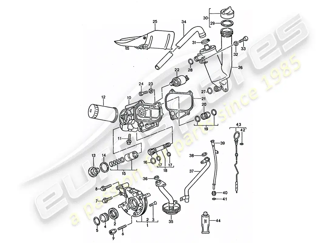 porsche 1993 (968) engine lubrication parts diagram