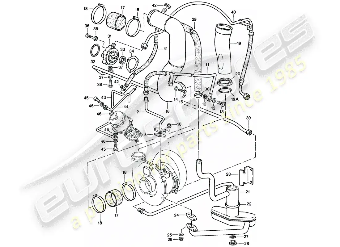 porsche 1985 (911) turbocharging parts diagram