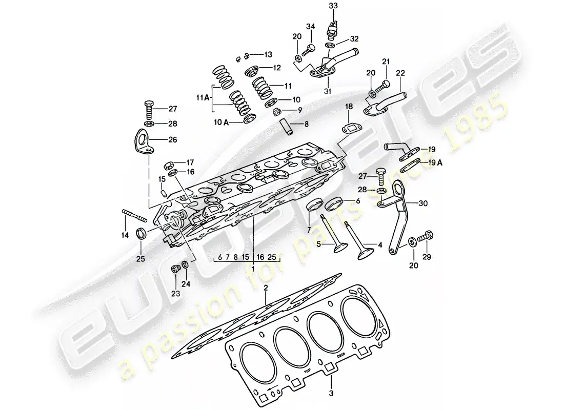 porsche 1979 (928) cylinder head parts diagram