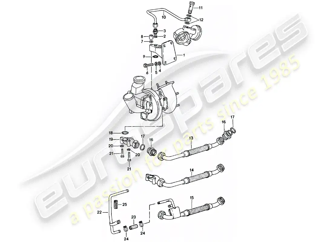 porsche 1980 (924) engine lubrication - exhaust gas turbocharger parts diagram