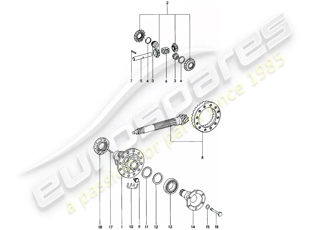 porsche 1982 (911) differential - spm parts diagram