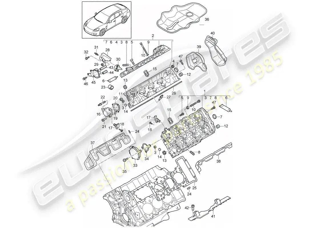 porsche 2012 (panamera 970) cylinder head parts diagram