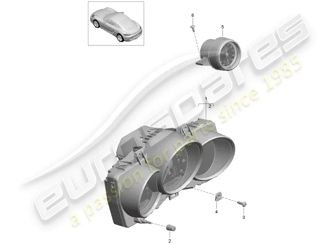 porsche 2017 (718 cayman) instrument cluster parts diagram