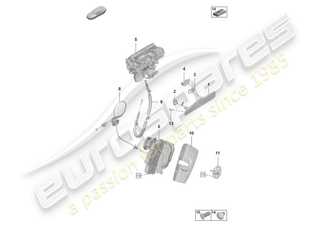 porsche 2022 (taycan 9j1-1) door handles rear door lock part diagram