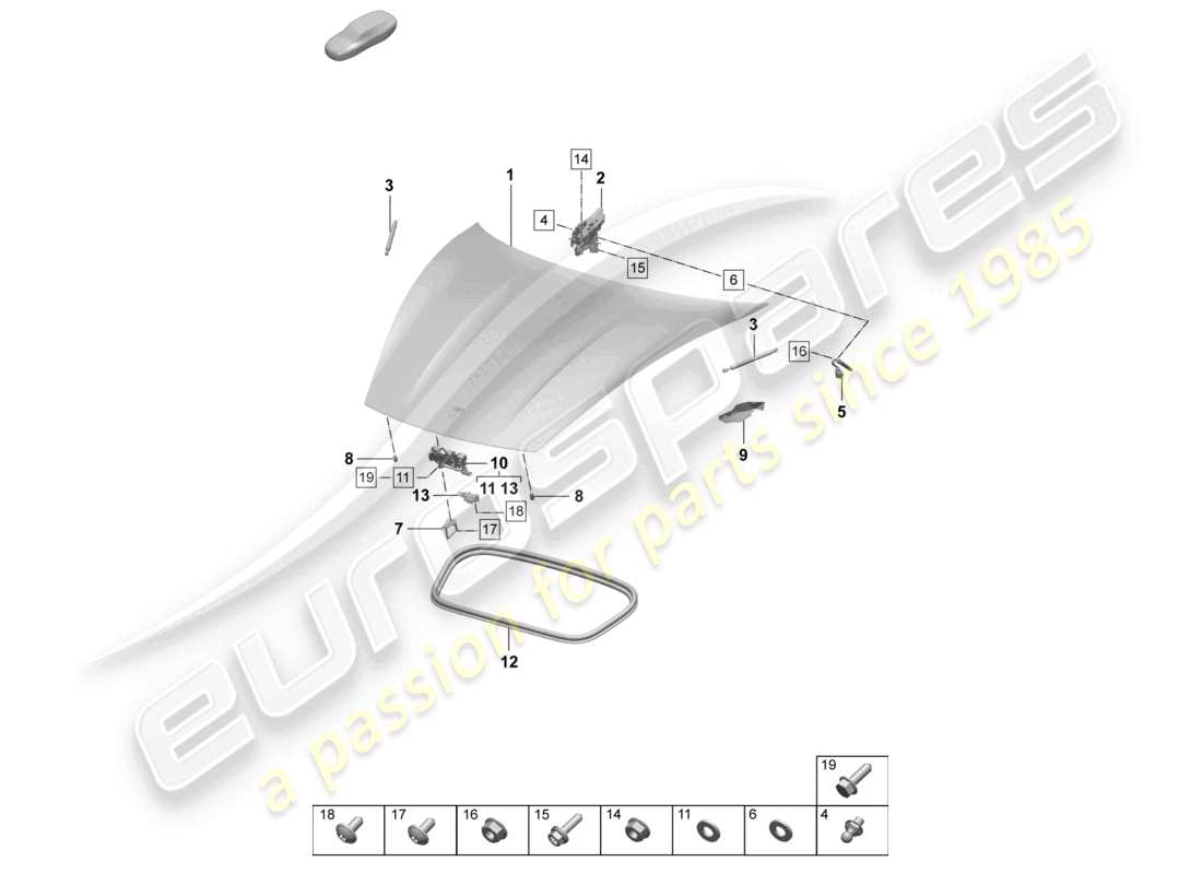 porsche 2025 (taycan 9j1-2) cover front part diagram