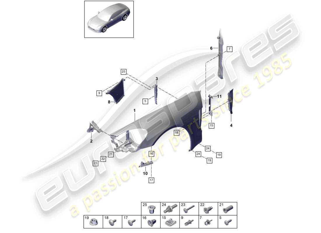 porsche 2021 (panamera 971-1) wing part diagram