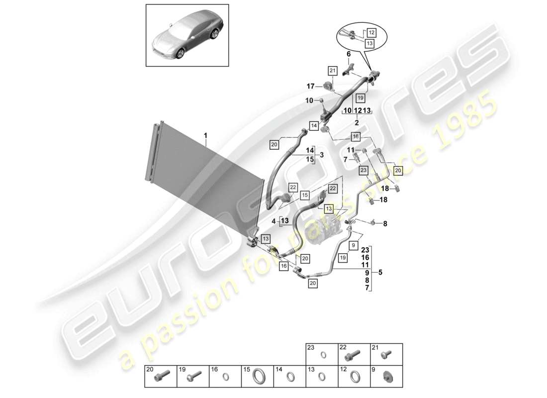 porsche 2021 (panamera 971-1) refrigerant circuit v8 bt parts diagram