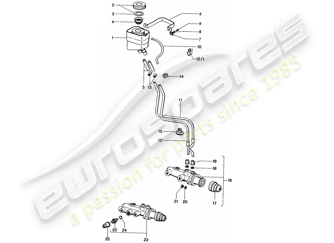 porsche 1976 (914) reservoir for - brake fluid - brake master cylinder parts diagram
