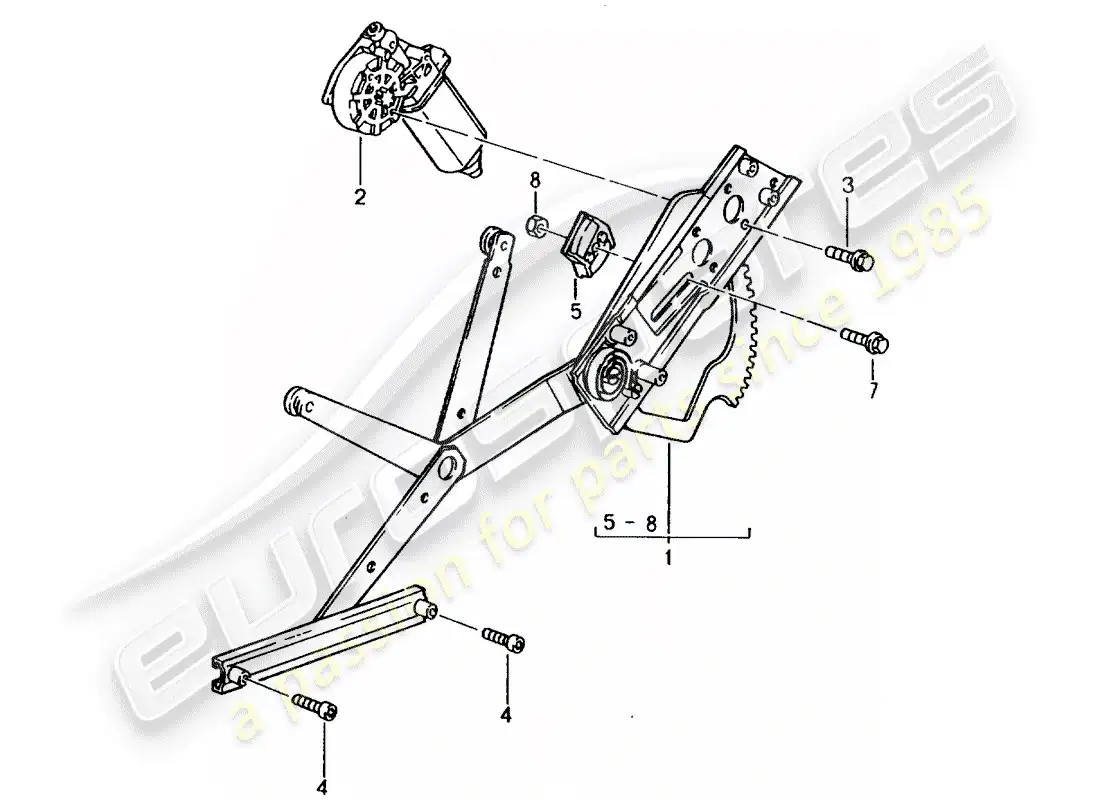 porsche 1998 (993) window regulator - electric parts diagram