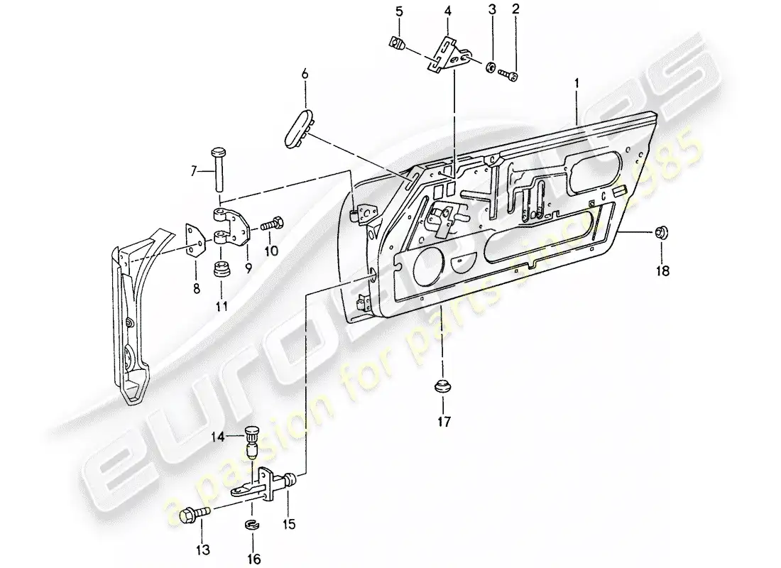 porsche 1996 (993) door shell parts diagram
